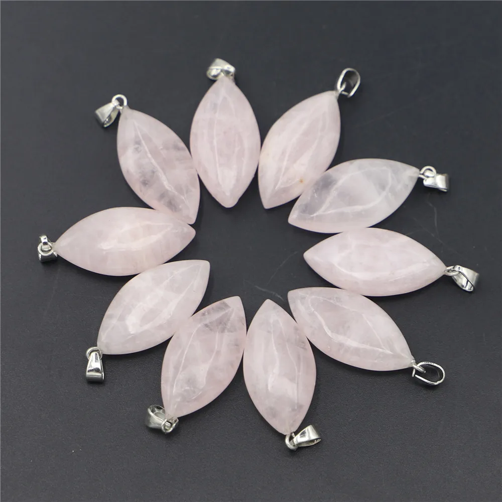 New Fashion Natural Stone Rose Quartz Pink Crystal Pendants Charms Horse Eye for Women Jewelry Necklace Making 20pcs Wholesale