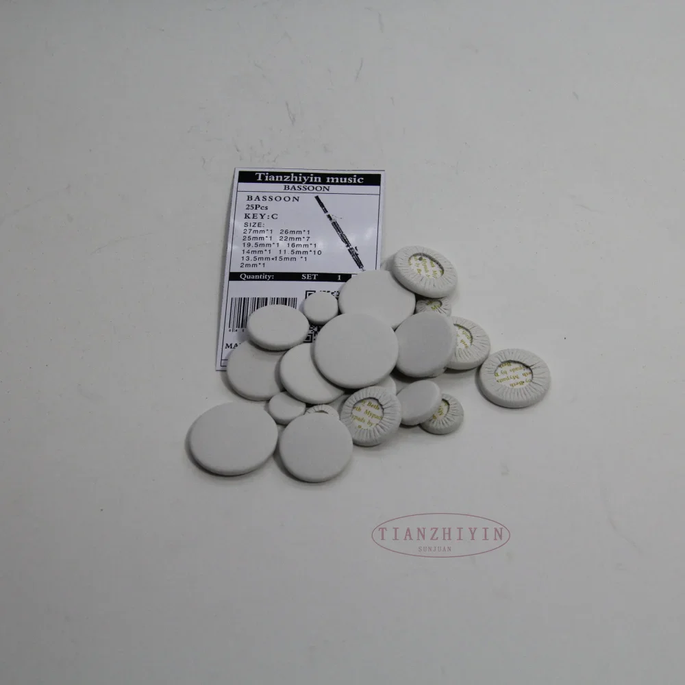 25pcs Bassoon Pads Set Real Leather Excellent Quality Bassoon Parts Nice Material for Repair And Maintenance
