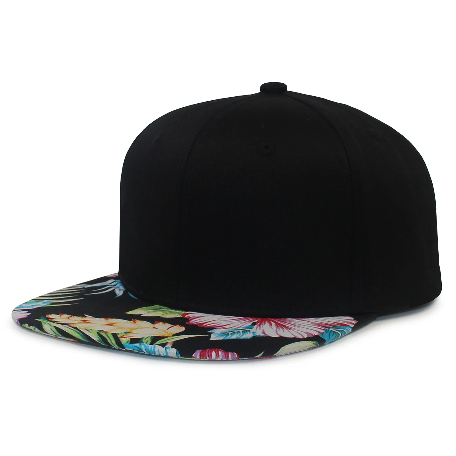 Adult Floral Snapback Cap Stylish Flat Visor Adjustable Hip Hop Baseball Hat for Casual Wear