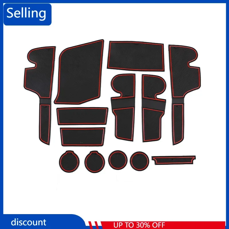 

For Ford Ranger Wildtrak 2012-2021 Car Interior Red Anti-slip Car Door Rubber Cup Cushion Gate Slot Pad Accessories fast ship