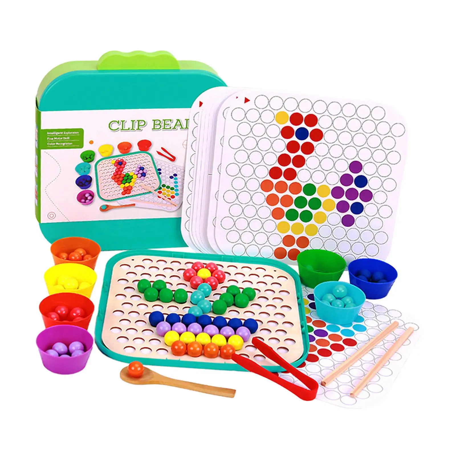 Wooden Peg Board Beads Game Educational Bead Clipping Toy Clip Bead Game for Primary Activity Interaction Preschool Kindergarten