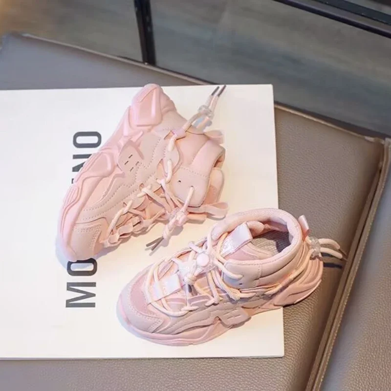 Spring Autumn Children's Sneakers Causal Boys Girls High-top Sneakers Simple Non-slip Breathable Kids School Basketball Shoes