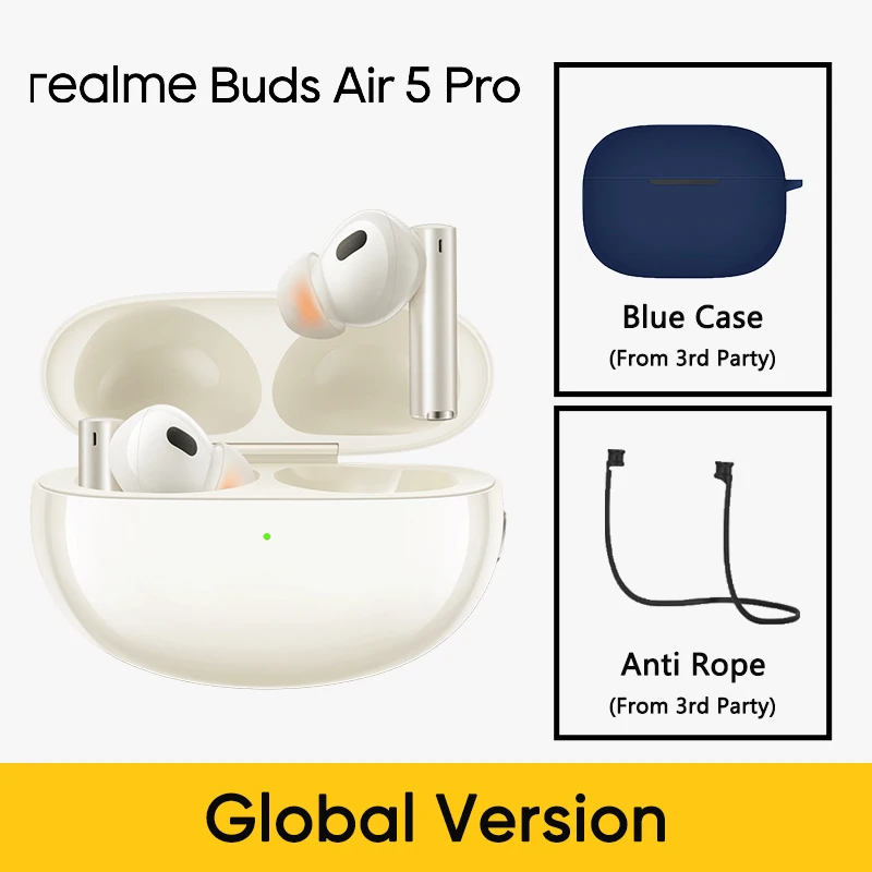 thumbnail image 1 of Versión global realme Buds Air 5 Pro TWS Auriculares inalámbricos Bluetooth 5.3 con cancelación activa de ruido de 50 dB, 1 of 5