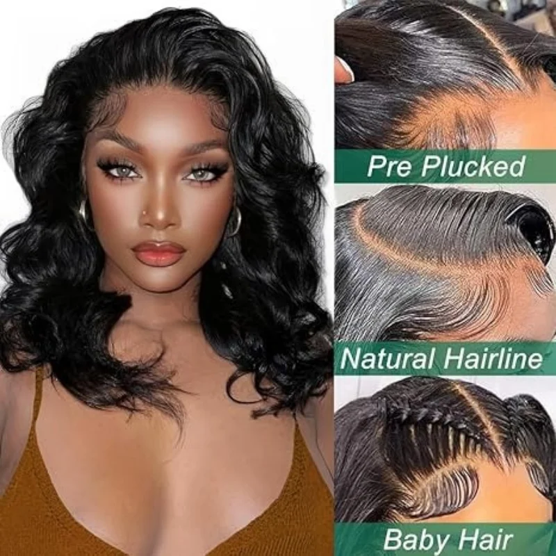 18 inch body wave wig 13x6 5x5 Bob headgear Glueless HD Lace wigs human hair 240 density Pre-Cut Lace human hair wigs for women