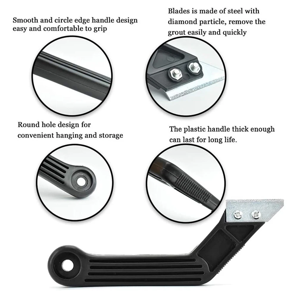 Putty knife scraper wall scraper paint scraper Black Beveled Handle Scraper Combination Replacement Blade Gap Grout Remover Tool Kit Wall Floor Tiles Joint Cleaner Tool