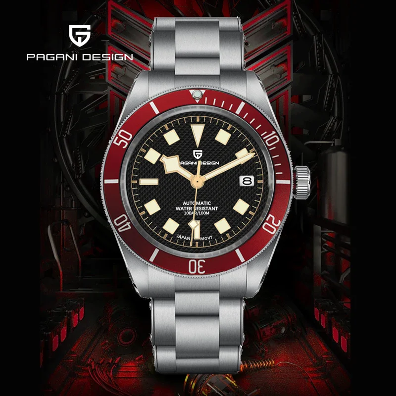 PAGANI DESIGN Sapphire Automatic Mechanical Watch BB58 Luxury Chronograph 316L Stainless Steel Luxury Fashion Men Watch 2023 New
