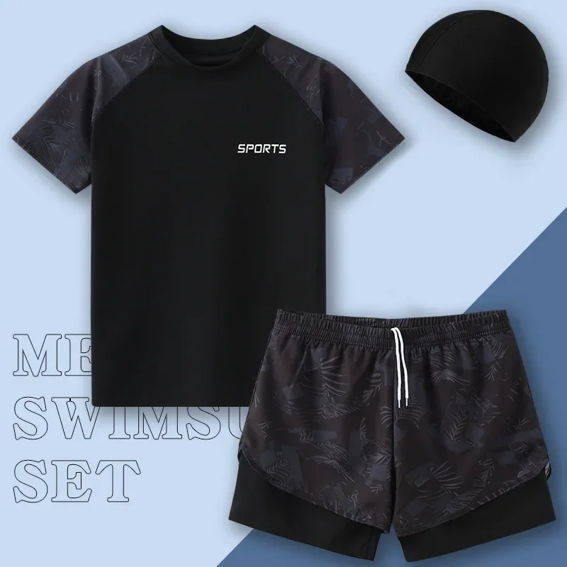New Men's Swimsuit Anti-Embarrassment Top For Sunbathing And Swimming Full Set Chinese Made For Male Teens