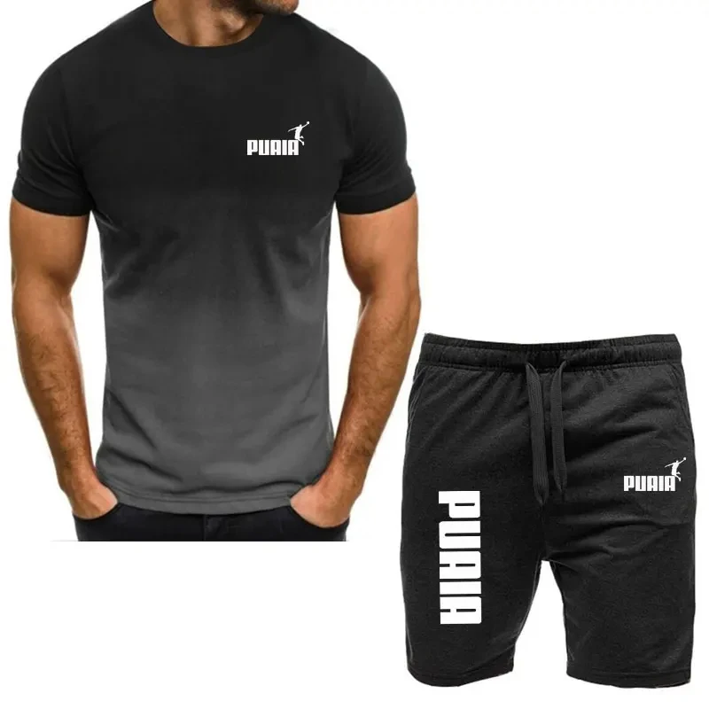 

Men's Running Sets Summer Sportswear Gym Fitness Suits Quick T-Shirts+Short Sports Clothing Workout Training Sport Tracksuit