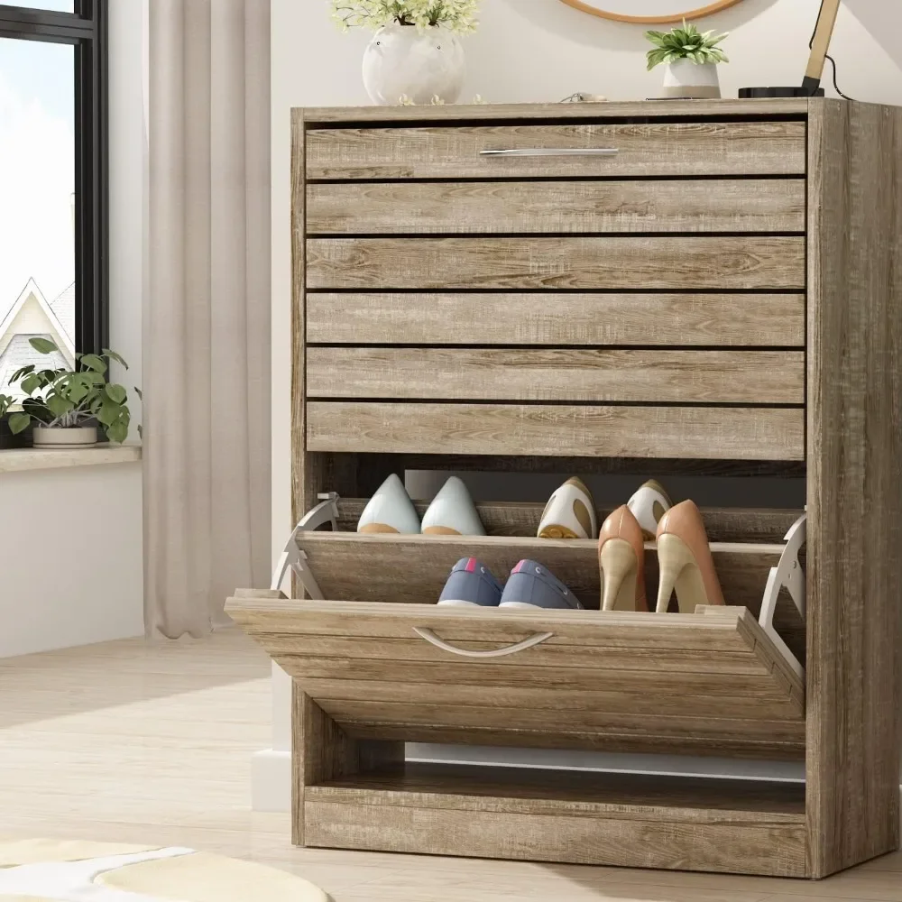 

Shoe Storage Cabinet With 2 Flip Drawers for Entryway Furniture Modern Shoe-shelf Cabinets for Living Room Shoes Organizer Home
