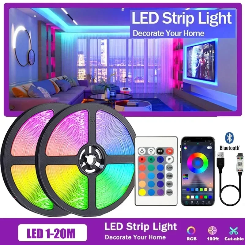 

USB 5V Strip LED Lights Tape RGB 5050 LED Wall Room APP Remote Control Flexible LED Tape Diode Lights for Room Home Decoration