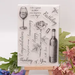Wine Bottle Transparent Clear Silicone Stamp for Seal DIY Scrapbooking Photo Album Decorative Clear Stamp Sheets