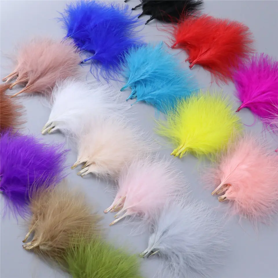 Wholesale 8-12cm Colord Turkey Feathers  Natural Marabou fly tying Marabou plumes for Craft Jewelry Making Decor