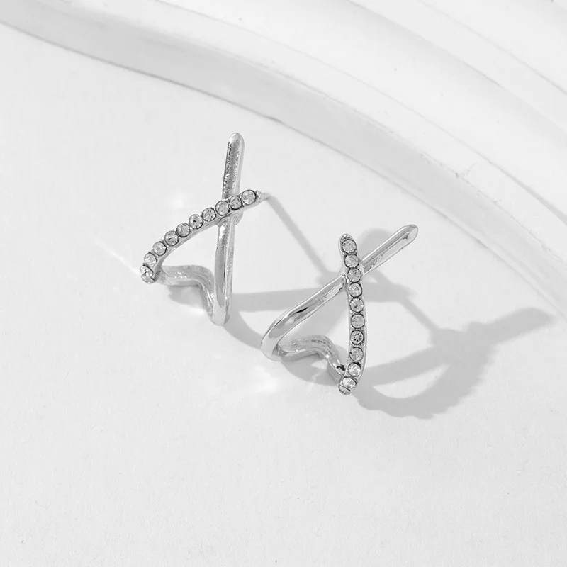 Trendy Inlaid with Rhinestones Cross Stud Earrings for Women Dainty Simple Minimalist Earring Fashion Jewelry Party Gifts - 6