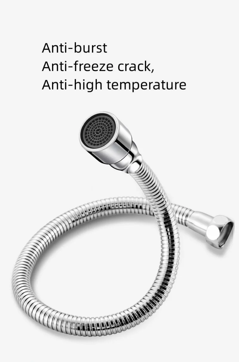 Faucet Adapter 12-30 cm 720&deg; Rotation 1/2'' Metal Faucet Extender Bending Free Tube Splashproof Foam Maker Universal Extension Adapter Filter