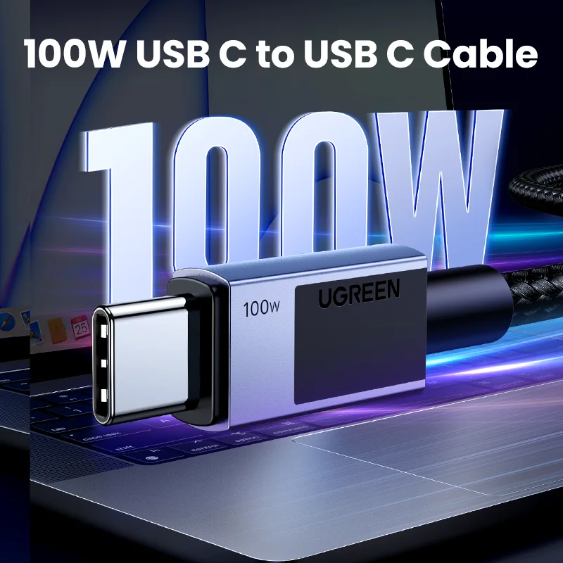 UGREEN USB C to Type C Cable PD 100W Fast Charging For Macbook iPhone 15 Samsung Galaxy S2 Xiaomi PD Fast Charging 100W 5A Cable