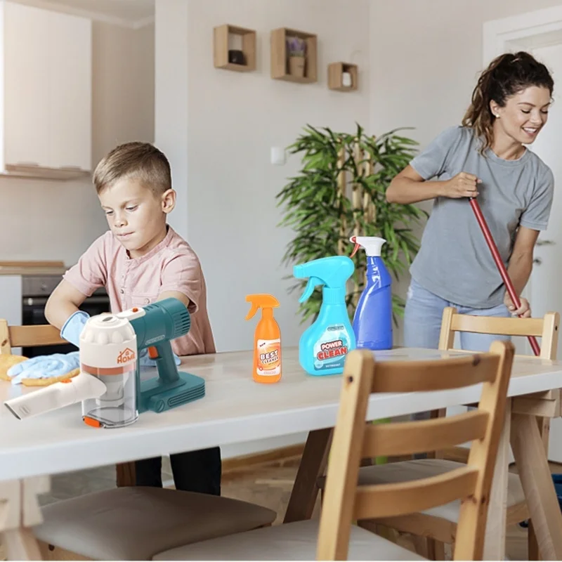 Children's Simulation Cleaning Tools Play House Toys Sweeper Vacuum Cleaner Mop Dustpan Cleaning Tool Set Toy Combination
