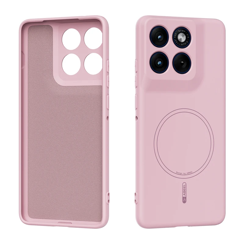 Magnetic Skin Feel Liquid Silicone Back Cover with Built-in Velvet Soft Shock Absorption