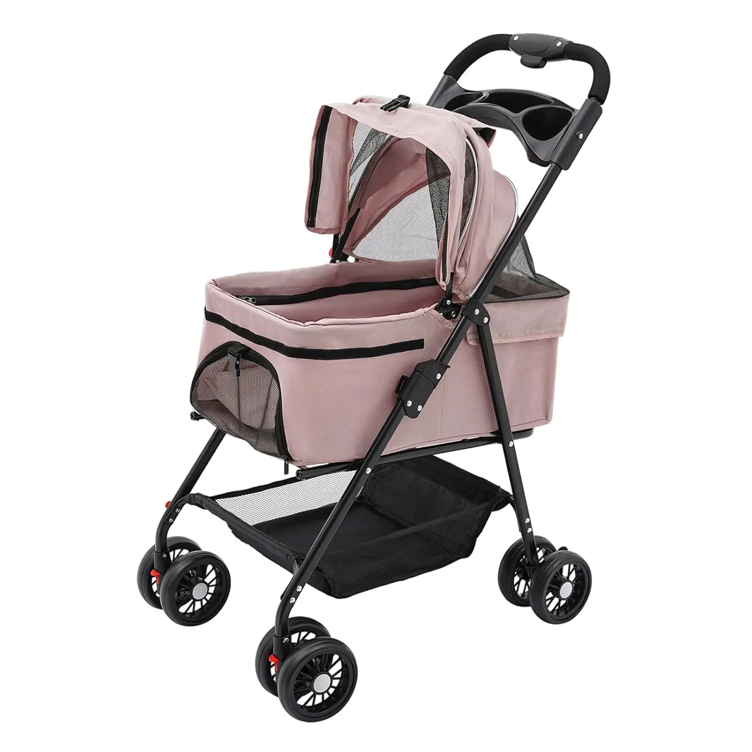 Pet Travel Bag with 4 Wheels Dog Stroller Carrying Cart Foldable Puppy Carrier for Small Medium Pet Car Seat Sun Shade