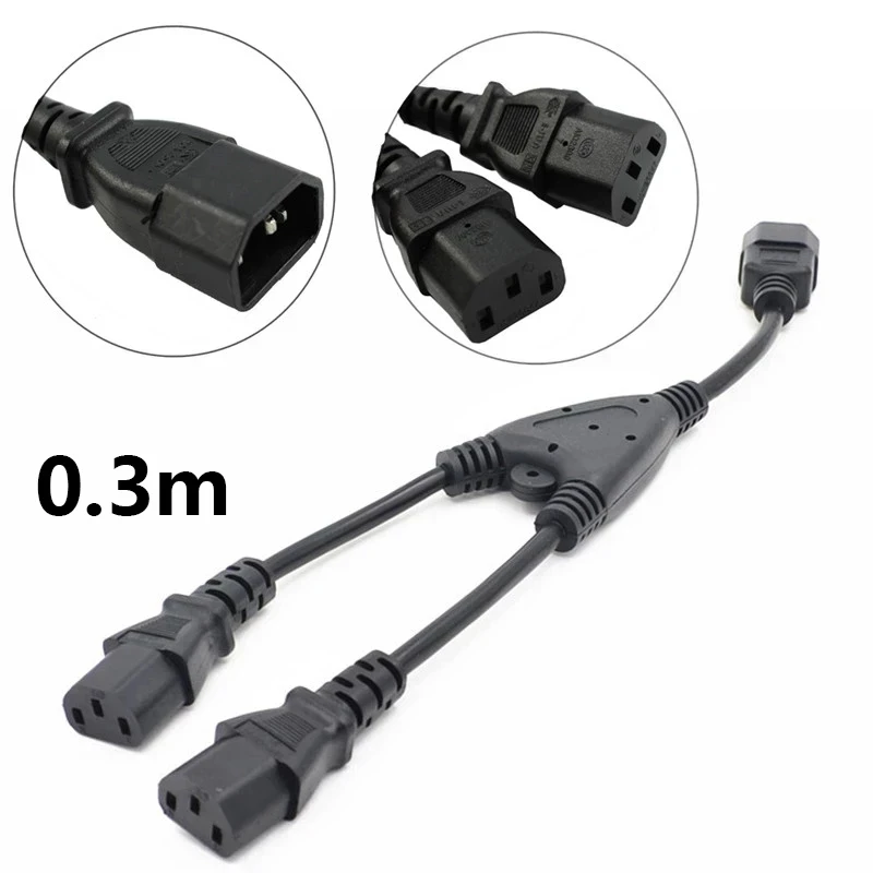 

C14-2*C13 IEC 320 C14 Plug to 2XC13 Female Y Type Splitter Power Extension Cord 2ways Double C13 Adapter Cable 30cm