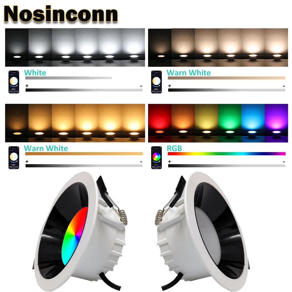 다운 라이트 천장 LED 라운드 10W 15W 최근 LED 스포트라이트 Tuya 스마트 제어 거실 조명 RGBW 색상 변경 가능