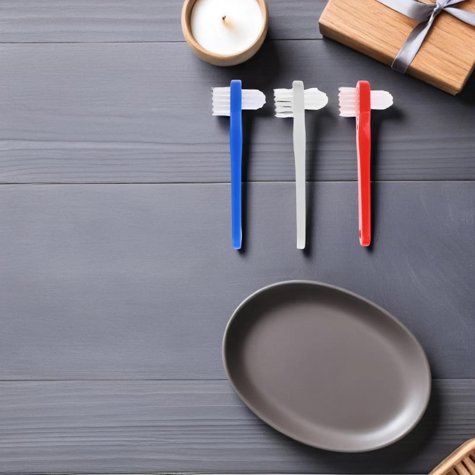 3Pcs 성인용 틀니 칫솔 작은 헤드 중간 경도 강모 효과적인 틀니 청소를 위한..