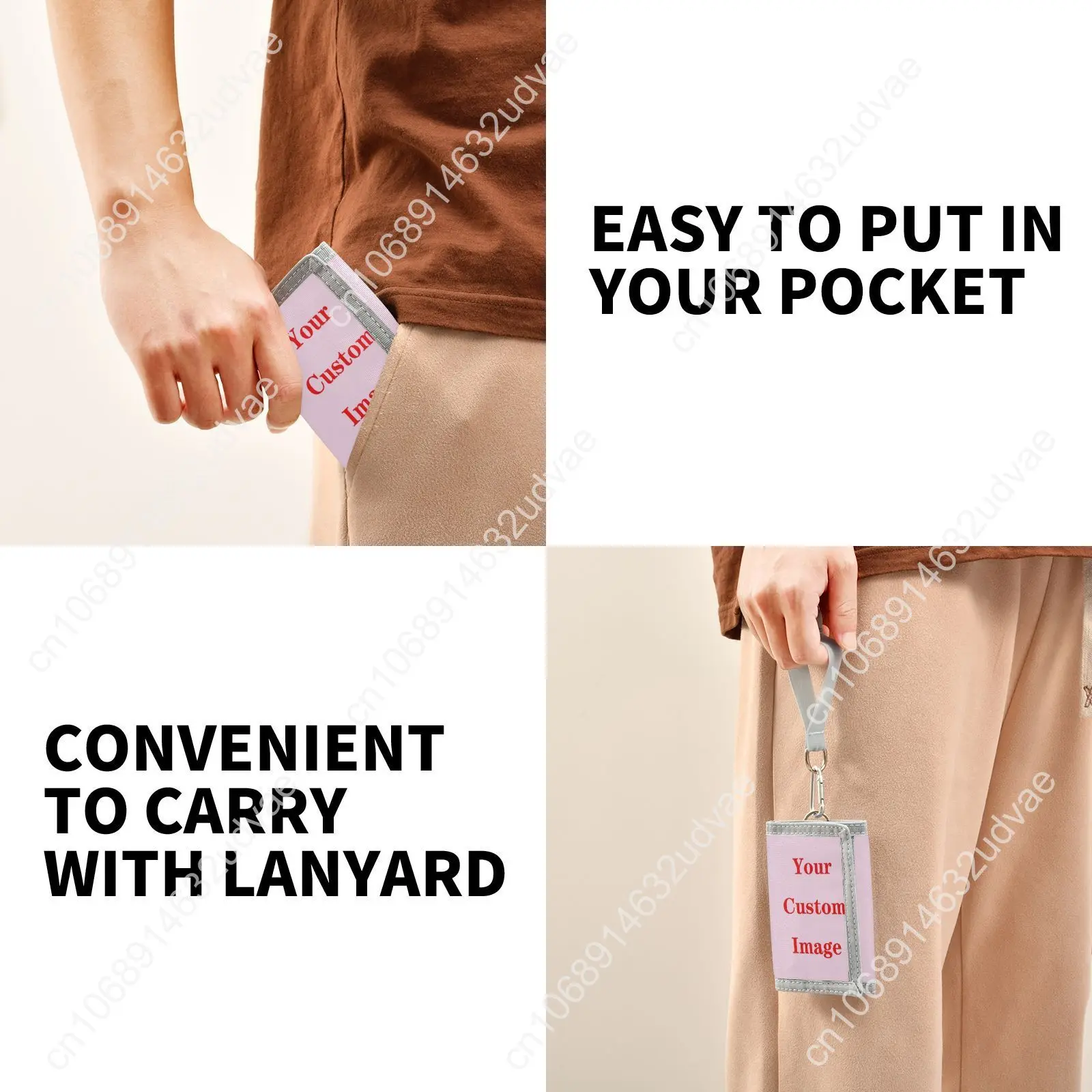 Boy' Girl' Short Lanyard Small Wallets Student Triple Fold Card Holder Girl ID Bag Card Holder Coin Purse Ladies Custom Wallets
