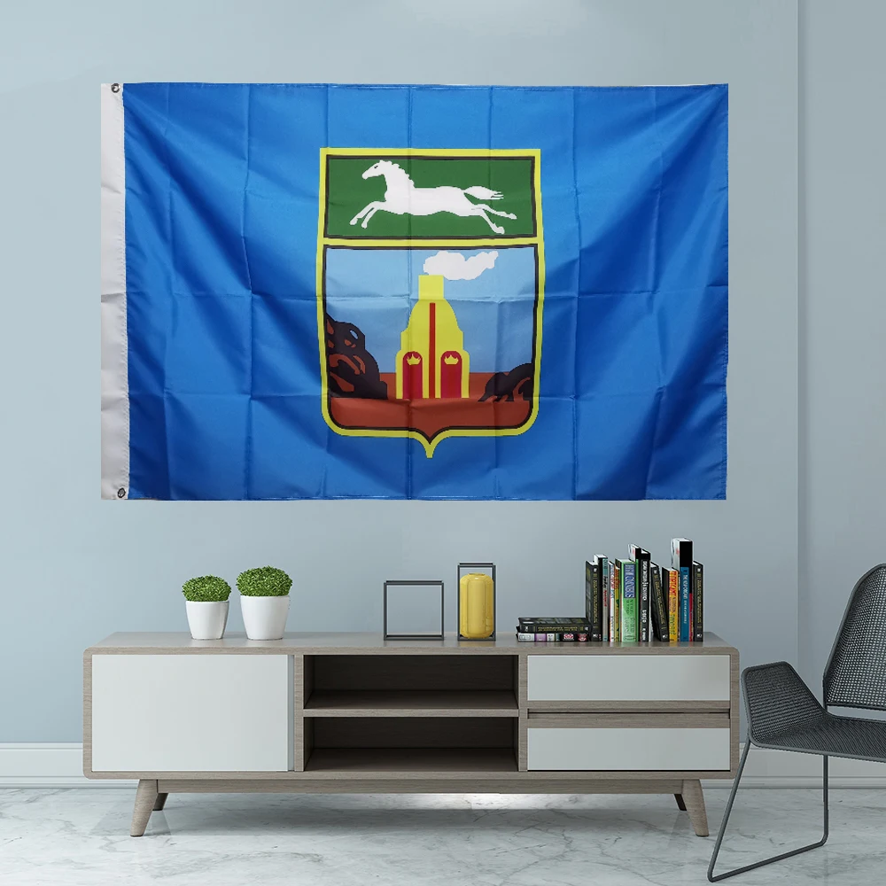 

Flag Of Barnaul Of Russian City Graphic Custom Printed Hanging Banner Party Sport Polyester Shaft Cover Grommets 3X5FT 90X150CM