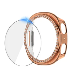 Crystal Bling Protective Watch Bumper with Screen Film - Galaxy Watch 8 44mm (Rose gold)