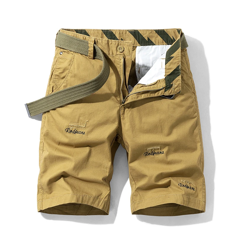 Summer New Multi-Color Workwear Shorts Men's American Belt Mid-Length Pants Loose Straight Cotton Casual All-Match Cropped Pants