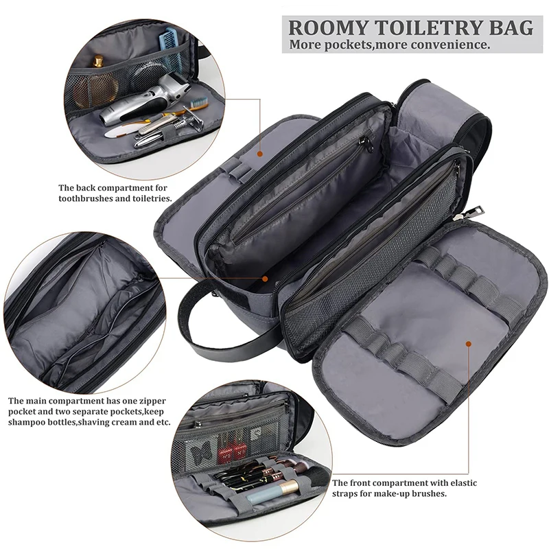 New Mens Travel Toiletry Wash Bag Big Capacity Oxford Cloth Cosmetic Makeup Organizer Shaving Dopp Kits with Double Compartments 3