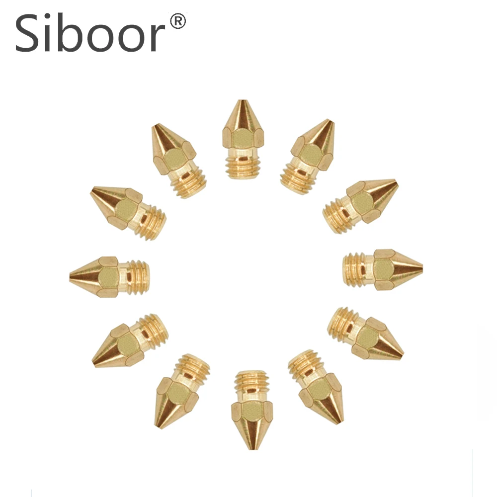 10pcs MK8 Brass Nozzle 0.2MM 0.3MM 0.4MM 0.5MM 1.75MM Extruder Print Head Nozzle For CR10 CR10S Ender 3 3D Printer Accessories