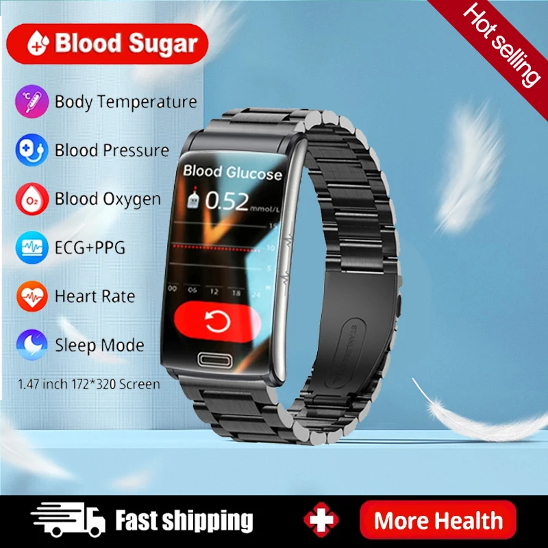 

New Health Blood Sugar Smart Bracelet Men IP68 Waterproof Sport Smartwatch ECG Blood Pressure Heart Rate Smart Watch For Xiaomi