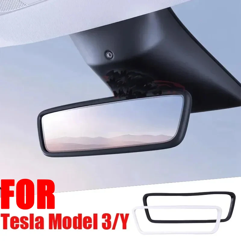 For Tesla Model 3/Y Silicone Car Rearview Mirror Cover Edge Frame Protect Case Prevent Bumping Protective Frame Accessories