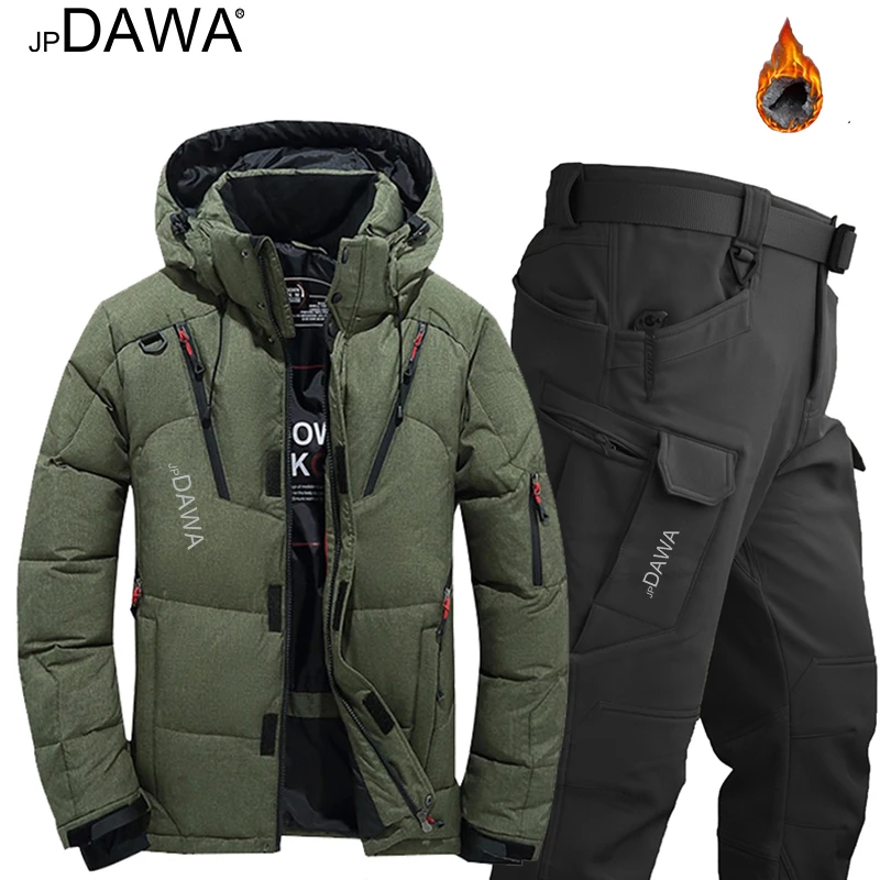 Description Picture 6 of itemJP DAWA outdoor fishing suit men's autumn and winter down jacket snow multi pocket pants windproof and warm ski suit