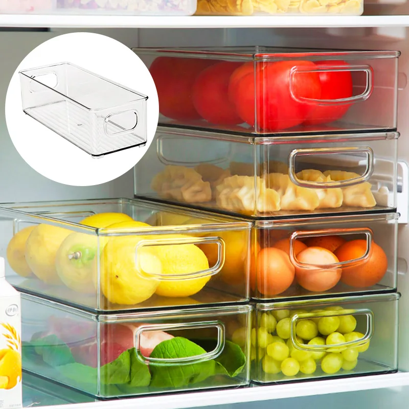 Refrigerator Fridge Organizers and Storage Clear with Handle & Lid