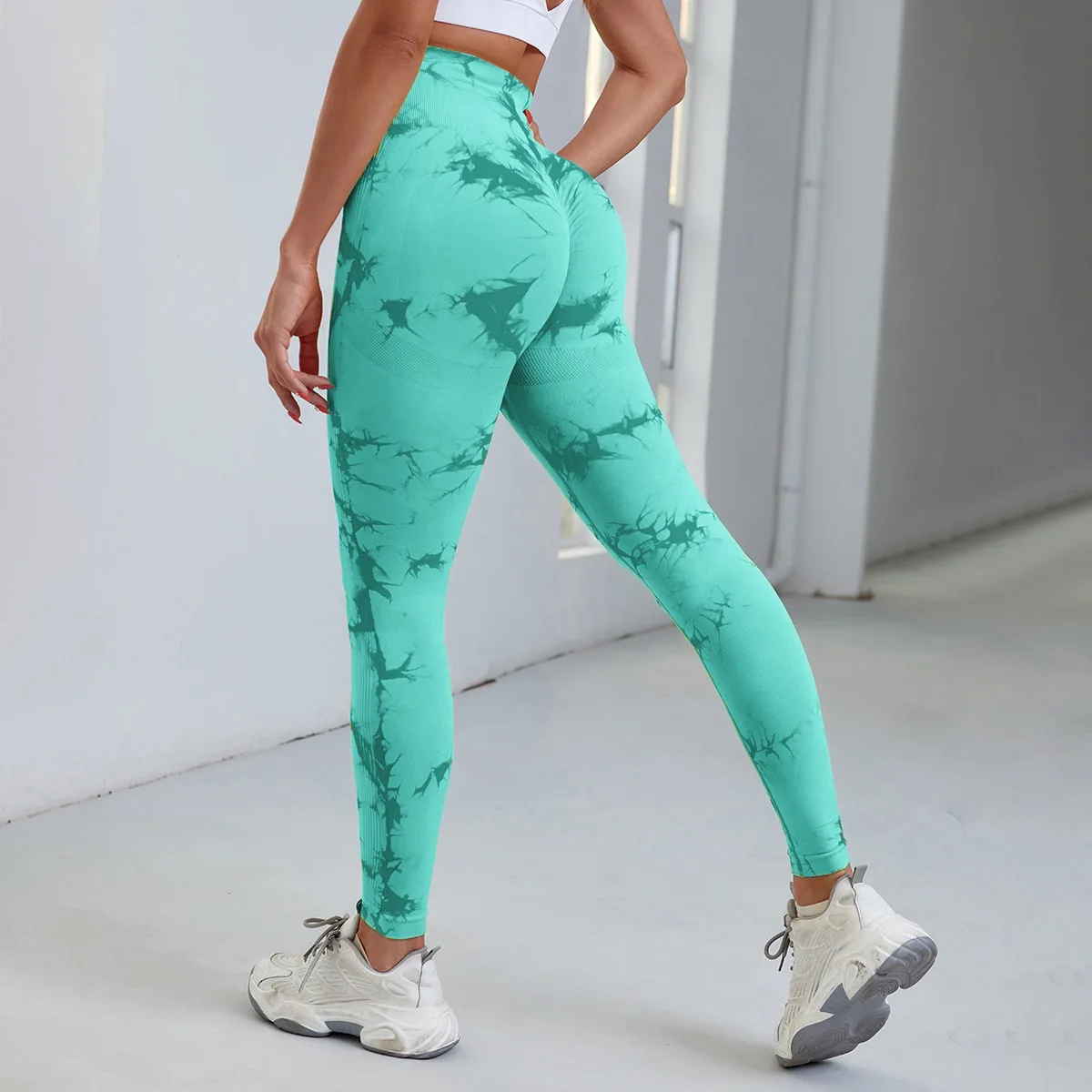 Tiedye High Waist Fitness Pants Peach Hip Lift Yoga Leggings Sports