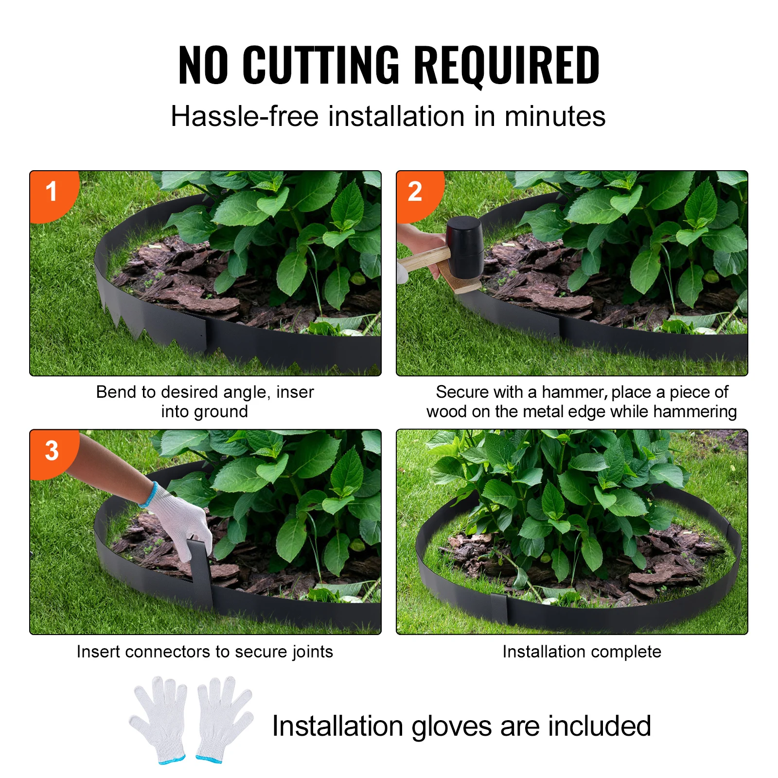 Mophorn Bordatura In Acciaio Metallo Antiruggine Per Giardino, Bordatura Pieghevole Per Prato Resistente Facile Da Installare Divisorio Aiuole Grigio Scuro 5 Pezzi 990 X 156 X 15 Mm 87359536