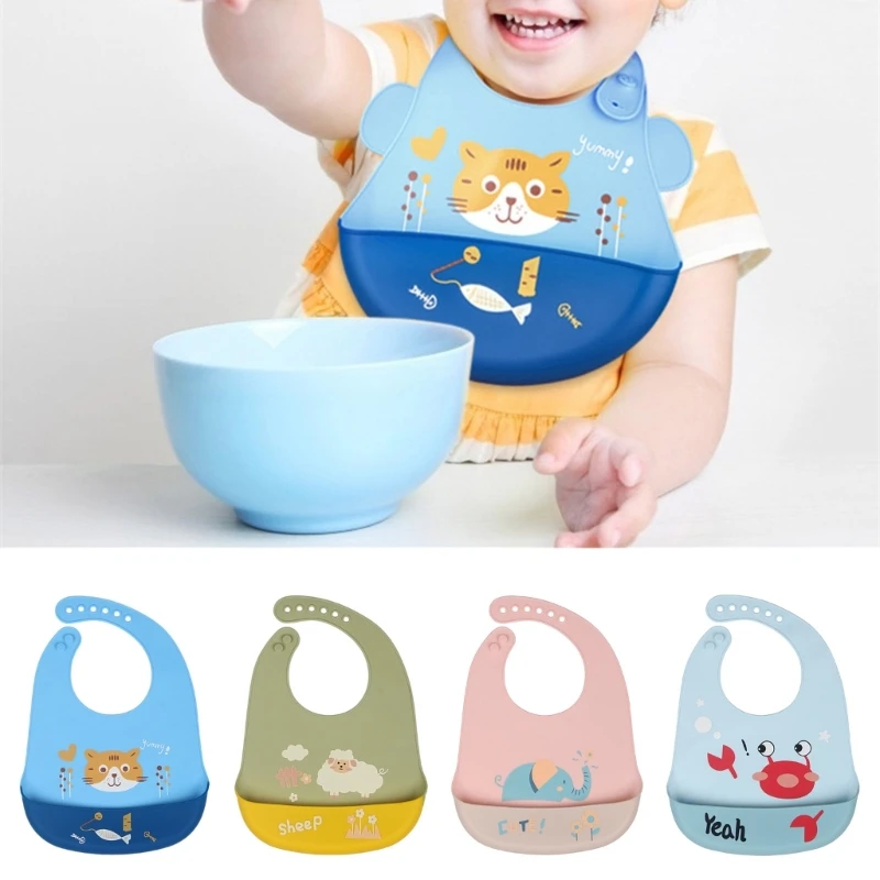 

Oil Resistant Feeding Bib 3-D Cartoon Bib for Toddler Unisex Silicone Eating Bib