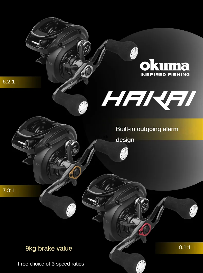 Okuma HAKAI DT All Metal Low Profile Baitcast Fishing Reels with a