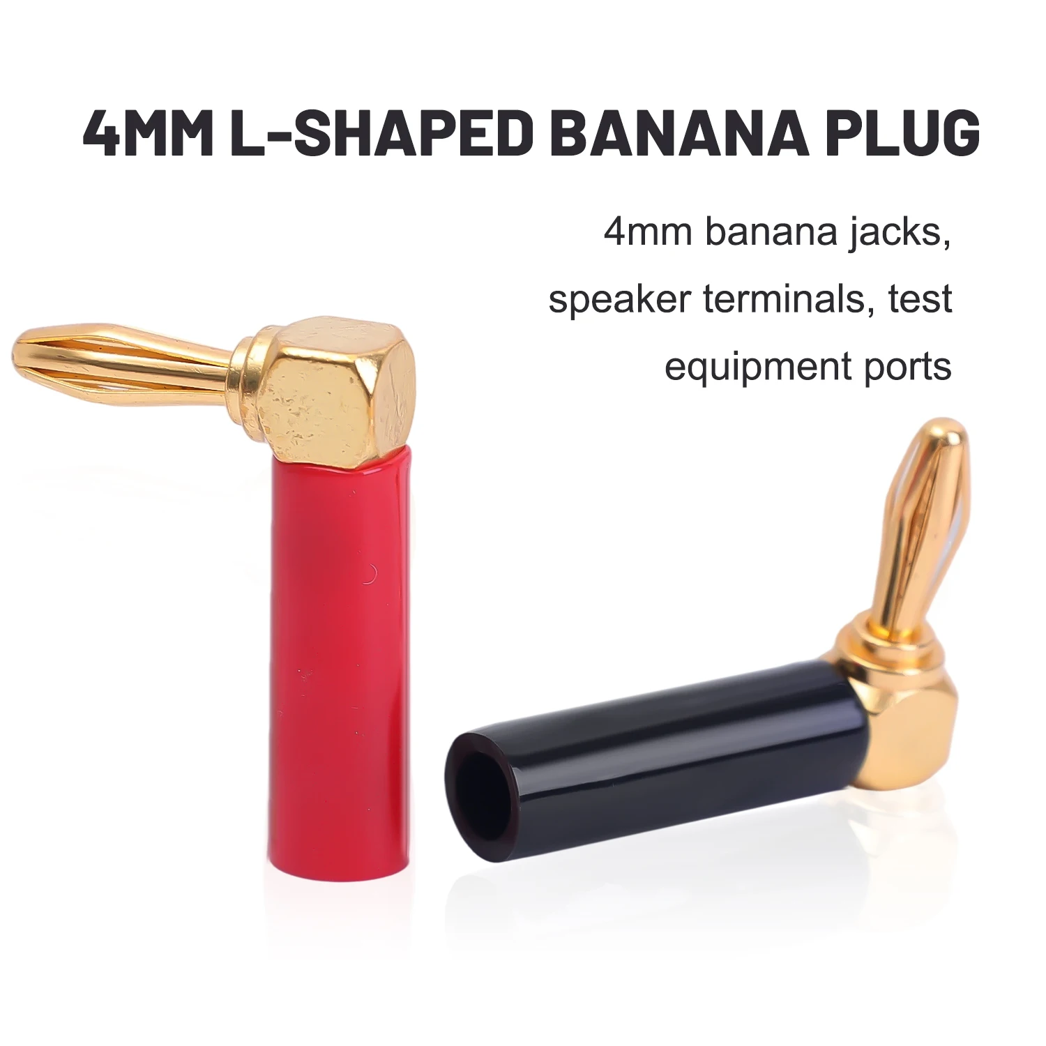 90 Degree Connector Right Angle Banana Plugs for Speaker Wire L-shaped 4mm Speaker Banana Plug Right Angle Speaker Plugs