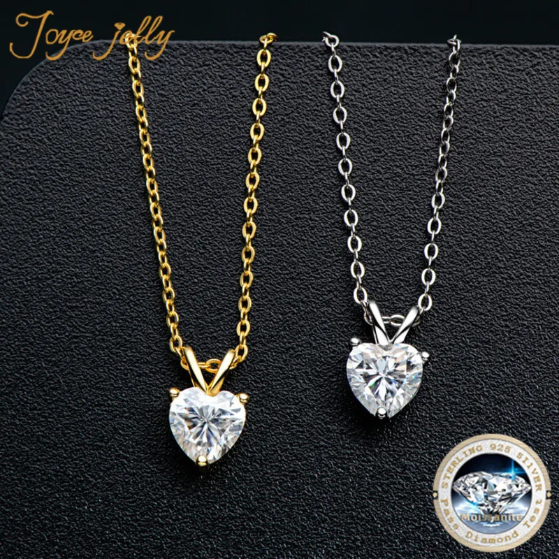

JoyceJelly Fashion Heart Shaped 1ct VVS D Moissanite Necklace Luxury Sterling Silver 925 Fine Jewelry For Women Pendant O Chain