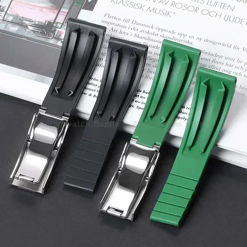Enhanced Waterproof Silicone Sport Watch Strap with Metal Fold Buckle - 20mm Rubber Wrist Band