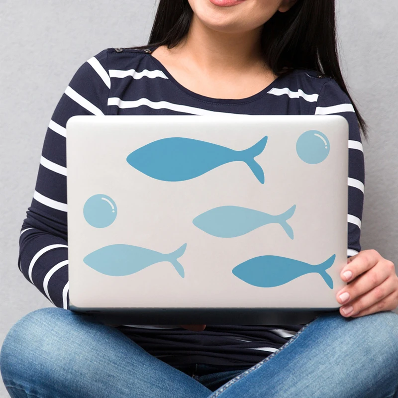 Wall Stickers 42pcs/set Blue Fish Vinyl Wallsticker for Baby kids Room Cartoon Bathroom Ocean Fish Scene