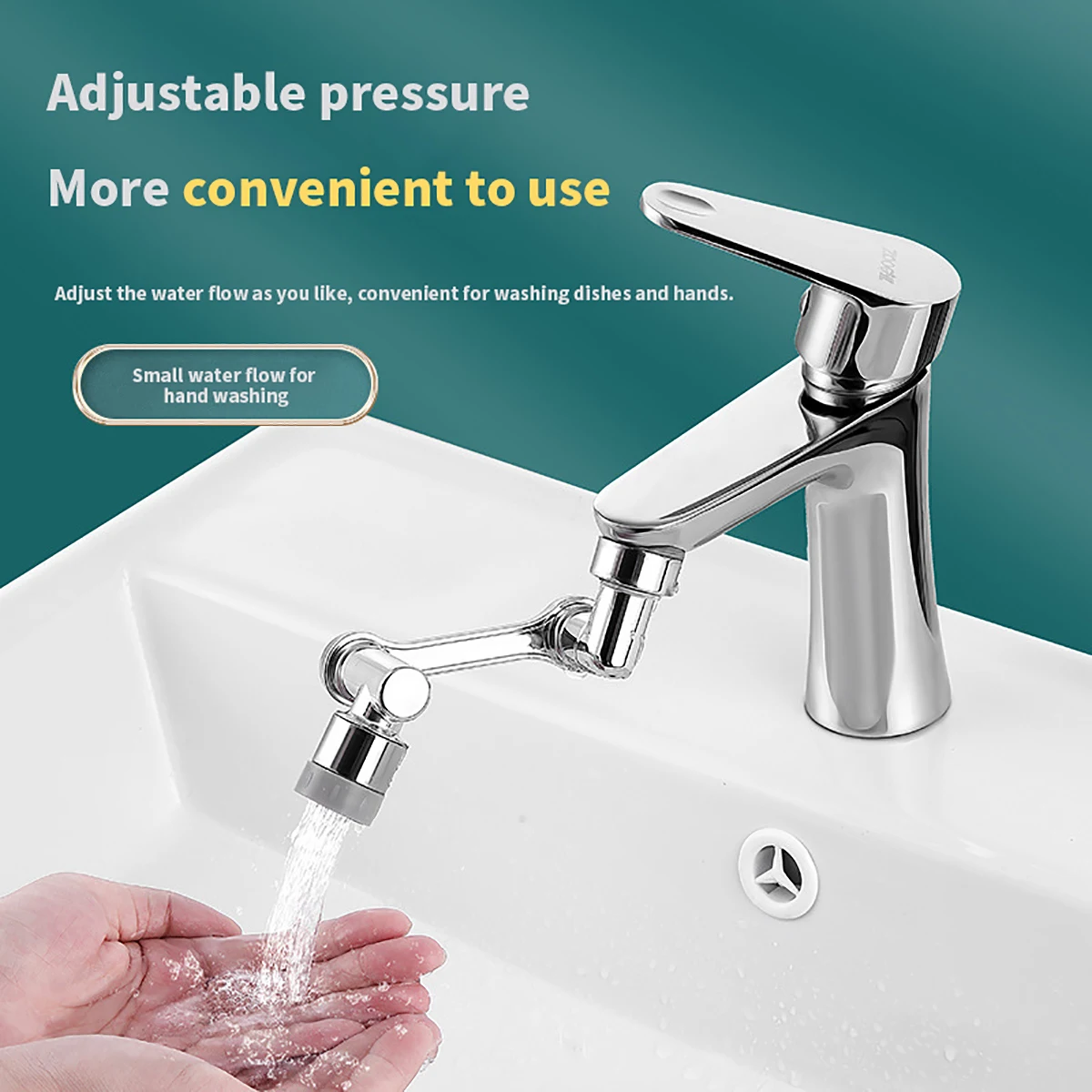 Swivel tap aerator 1080&deg; Bathroom washbasin taps Splash filter Kitchen taps Extension Water-saving nozzles Taps