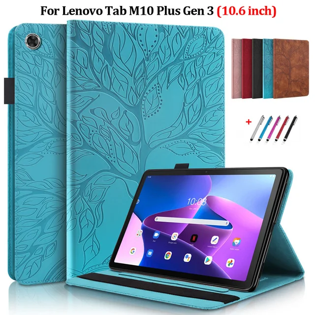 Tablet Coque For Lenovo Tab M10 Plus Gen 3 3rd Gen Case TB125FU TB128FU  Emboss Tree Wallet Cover For Xiaoxin Pad 2022 Case 10.6