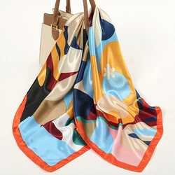 Elegant Silk Satin Square Scarf for Women - Floral Print Neckerchief and Headband (2112JSC59 - 01)