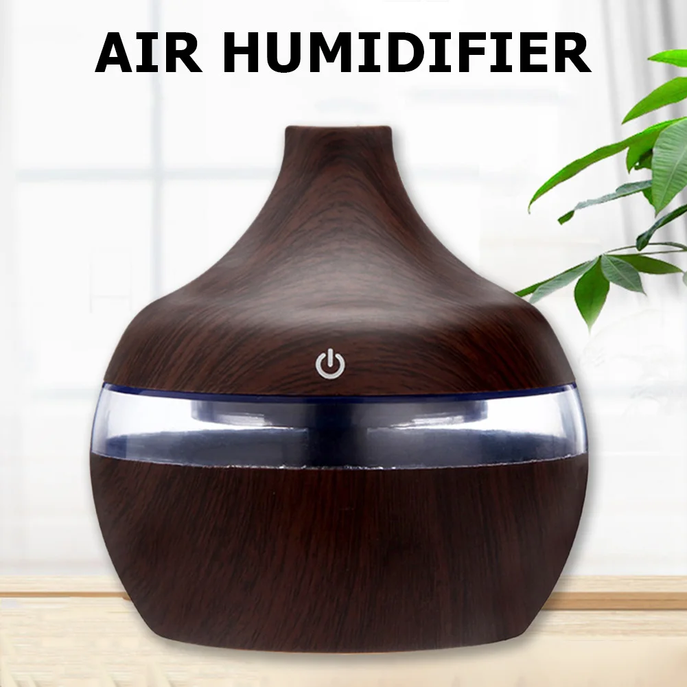 300mL USB Air Humidifier Wood Grain Aroma Essential Oil Diffuser for Home Desktop Mist Maker Small Air Conditioning