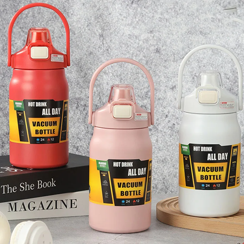 Stainless Steel Thermos Bottle 1.5L Large Capacity Portable Vacuum Mug 1500ml Insulated Cup Tumbler