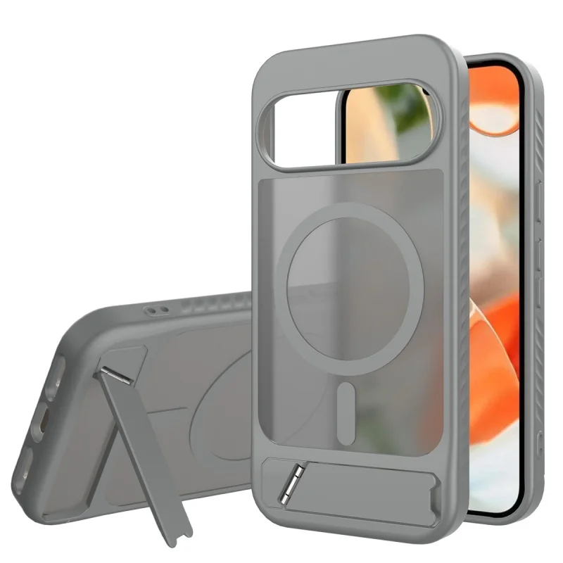 Luxury Magnetic Folding Stand Translucent Phone Case with Magsafe Wireless Charging Compatibility and Matte Armor Finish