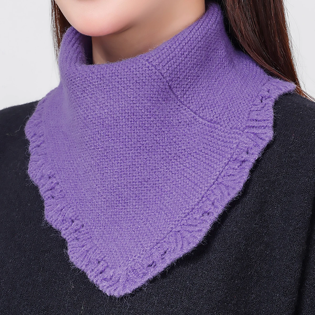 FRIUSATE 4 Colli Finti In Maglia Per Donna E Ragazza - Sciarpa Scaldacollo Staccabile A Collo Alto - Eleganza Invernale (Nero, Grigio, Bianco, Giallo) - 2